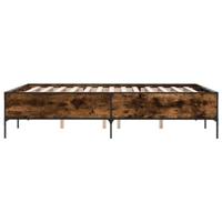 Bedframe bewerkt hout metaal gerookt eikenkleurig 160x200 cm - thumbnail