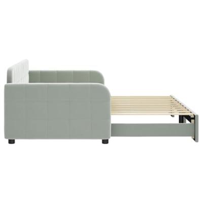Slaapbank met onderschuifbed 90x190 cm fluweel lichtgrijs