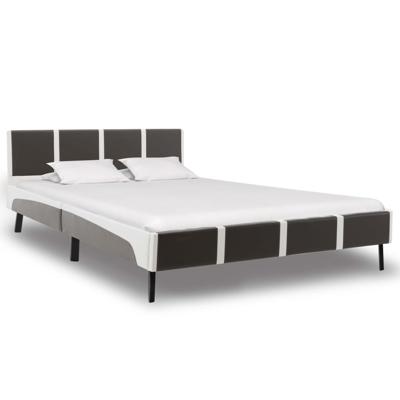vidaXL Bedframe kunstleer grijs en wit 160x200 cm