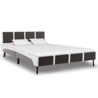 vidaXL Bedframe kunstleer grijs en wit 160x200 cm - thumbnail