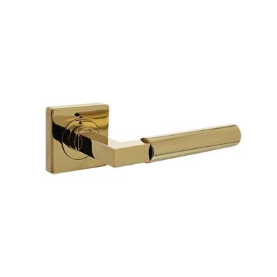 Deurkruk Baustil op vierkante rozet met nokken 55x55x10mm PVD messingkleur