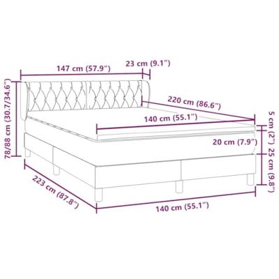 Boxspring met matras fluweel donkergrijs 140x220 cm