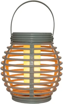 Anna's collection lantaarn solar met vlameffect 15x15cm olijf groen