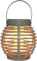 Anna's collection lantaarn solar met vlameffect 15x15cm olijf groen - thumbnail