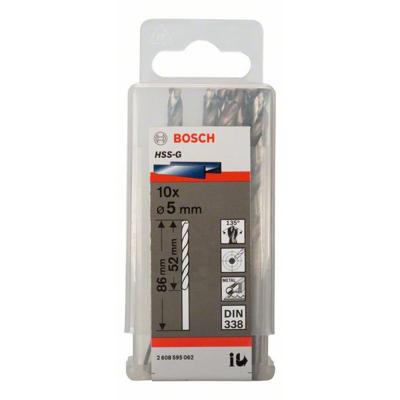 Bosch Accessories 2608595062 2608595062 HSS Metaal-spiraalboor 5 mm Gezamenlijke lengte 86 mm Geslepen DIN 338 Cilinderschacht 10 stuk(s)