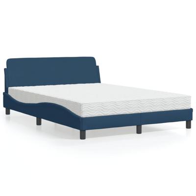 Bed met matras "Dover" stof blauw 140x190 cm