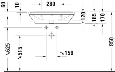 Wastafel Duravit D-Neo Met Overloop Kraanvlak 1 Kraangat 65 cm Hoogglans Wit - thumbnail