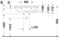 Wastafel Duravit D-Neo Met Overloop Kraanvlak 1 Kraangat 65 cm Hoogglans Wit Duravit - thumbnail