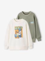 Set van 2 sweaters voor jongens met lange mouwen saliegroen - thumbnail