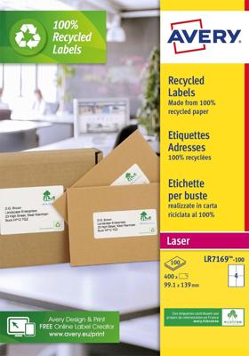 Etiket avery lr7169-100 99.1x139 recycled wt 400st Etiket avery lr7169-100 99.1x139 recycled wt 400st