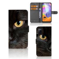 Samsung Galaxy A31 | Telefoonhoesje | Met pasjeshouder | Zwarte Kat - thumbnail