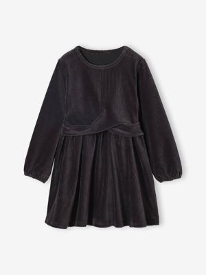 Fantasiejurk van ribfluweel voor meisjes antraciet Fantasiejurk van ribfluweel voor meisjes antraciet