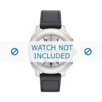 Armani horlogeband AR6054 Leder Zwart 22mm + zwart stiksel - thumbnail