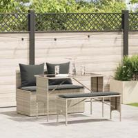 3-delige Tuinset met kussens poly rattan lichtgrijs - thumbnail