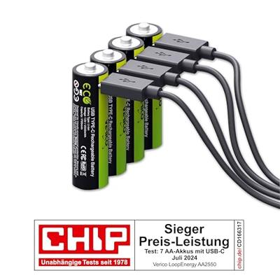 Verico LoopEnergy USB-C® Oplaadbare batterij (USB-C) Li-ion 1700 mAh 1.5 V 4 stuk(s) Verico LoopEnergy USB-C® Oplaadbare batterij (USB-C) Li-ion 1700 mAh 1.5 V 4 stuk(s)