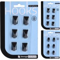 Storage Solutions Plakhaakjes rvs kaart a 6 stuks zwart - thumbnail