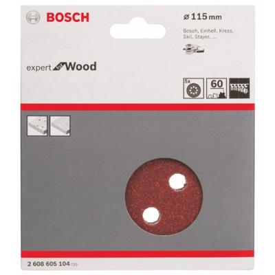 Bosch Accessories Best for Wood 2608605104 Excenterschuurpapier Met klittenband, Geperforeerd Korrelgrootte (num) 60 (Ø) 115 mm 5 stuk(s)