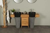 Badkamermeubel teak 160 cm zwarte waszuilen Tambora - thumbnail