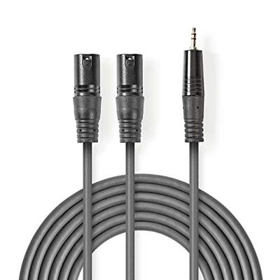 Nedis Gebalanceerde Audiokabel | 2x XLR 3-Pins Male naar 3,5 mm Male | 3 m | 1 stuks - COTH15310GY30 COTH15310GY30 Nedis Gebalanceerde Audiokabel | 2x XLR 3-Pins Male naar 3,5 mm Male | 3 m | 1 stuks - COTH15310GY30 COTH15310GY30