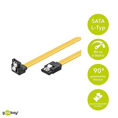 Goobay 93946 S-ATA datakabel voor HDD, SDD, 6 Gbits SATA L-type connector naar SATA L-type stekker 90° gebogen, 20 cm