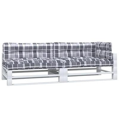 VidaXL Palletkussens 5 st stof ruitpatroon grijs