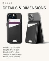 Mujjo Magsafe lederen card portomonee stand - Black - thumbnail