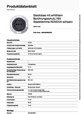 ELSO stopcontact WDE011303 KS SW Renova Zwart 1 stuk(s)