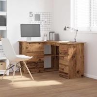 Hoekbureau 145x100x76 cm bewerkt hout oud houtkleurig - thumbnail