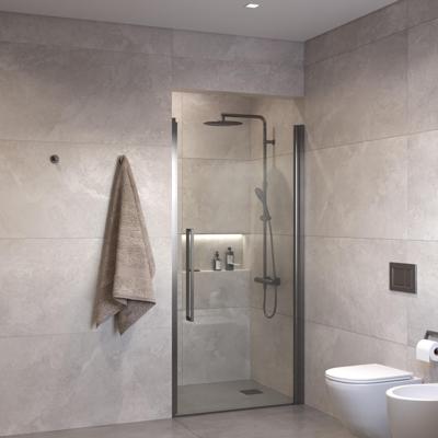 Sanivo Suno Nisdeur draaideur 80 cm Gunmetal Helder Glas 8 mm Nano