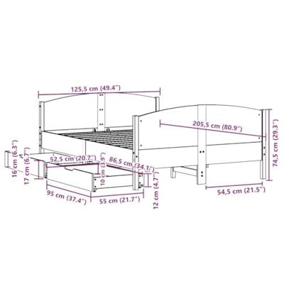 Bedframe zonder matras massief grenenhout 120x200 cm