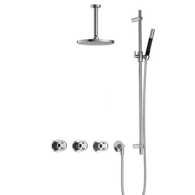 Hotbath Cobber - CW7067 - Inbouw Regendoucheset - Chroom - 2 Stopkranen - Thermostatisch - Plafondbuis 15 cm - Hoofddouche 200 mm - Ronde Handdouche - Glijstang 900 mm - Waterbesparend