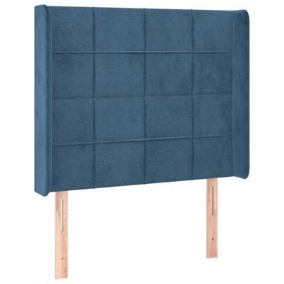 Hoofdbord met randen 163x16x118/128 cm fluweel donkerblauw