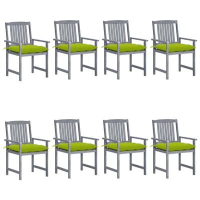 Tuinstoelen 8 st met kussens massief acaciahout grijs