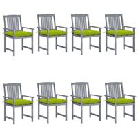 Tuinstoelen 8 st met kussens massief acaciahout grijs - thumbnail