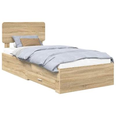 Bedframe met hoofdeinde Sonoma Eiken 90 x 190 cm Bewerkt hout