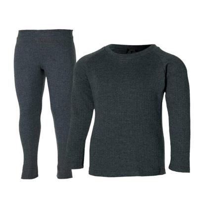Heatkeeper Thermoset Kinderen Comfort - Thermoshirt + Thermo Legging - Antraciet Melange-116/122