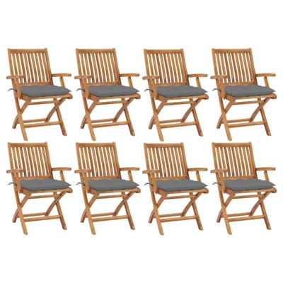 Tuinstoelen 8 st inklapbaar met kussens massief teakhout