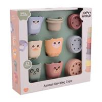 Johntoy happy world bio stapelemmer en badbekers - thumbnail