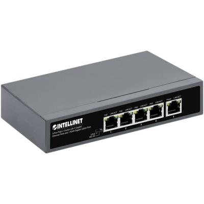 INTELLINET 562010 Switch 5-poorts Poe++ met 4 Gigabit-poorten en een RJ45-poort Gigabit uplink zwart