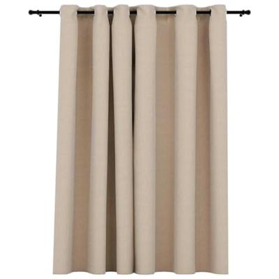 VidaXL Gordijn linnen-look verduisterend met ogen 290x245 cm beige VidaXL Gordijn linnen-look verduisterend met ogen 290x245 cm beige