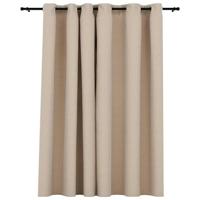 VidaXL Gordijn linnen-look verduisterend met ogen 290x245 cm beige - thumbnail
