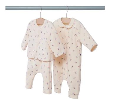 Lange katoenen jumpsuit voor baby PETIT BATEAU vanille Lange katoenen jumpsuit voor baby PETIT BATEAU vanille