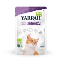 Yarrah Biologisch kattenvoer in saus, 14 x 85 g, gourmet filets in gelei met kalkoen, van 100% biologische teelt, zakje voor vochtige voeding voor alle volwassen kattenrassen - thumbnail