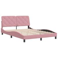 Bedframe met hoofdeinde fluweel roze 140x200 cm - thumbnail