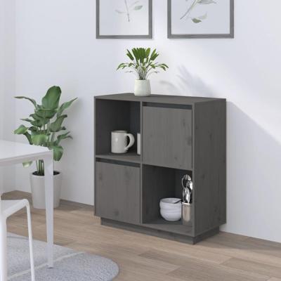 Dressoir 74x35x80 cm massief grenenhout grijs