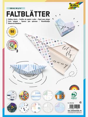 Origami papier met print, 50 vellen FOLIA DIN meerkleurig Origami papier met print, 50 vellen FOLIA DIN meerkleurig