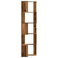 Boekenkast 5-laags hoek 50x50x179 cm bewerkt hout oud houtkleur - thumbnail