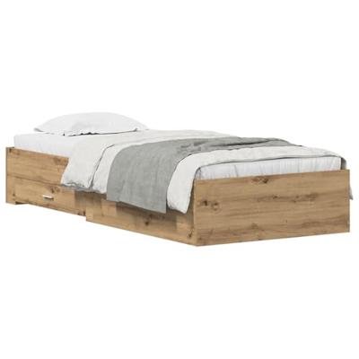 Bedframe met lades met lade artisanaal eikenkleurig 90 x 190 cm
