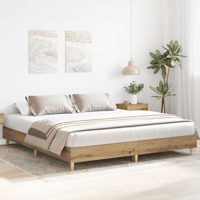 Bedframe zonder matras 200x200 cm spaanplaat artisanaal eiken