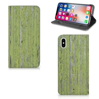 Apple iPhone Xs Max Book | Wallet Case | Green Wood